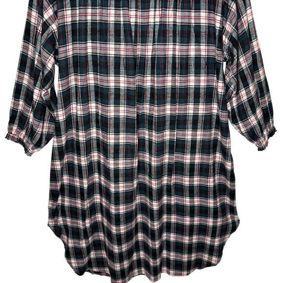 Kathy Ireland Green Tartan Plaid Maxi Length Flannel Night Gown 4X Long Sleeve - Picture 7 of 14